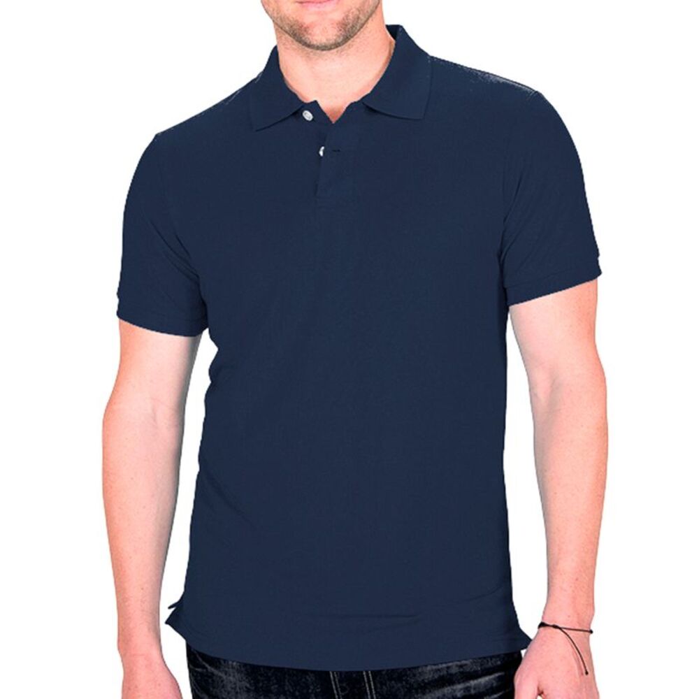 Men's Polo Shirt Casual Cotton Blend Short Sleeve Jersey T-Shirt Navy